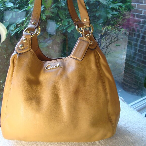 Coach Handbags - Coach F21926‎ Ashley Leather Shoulder Bag - Camel